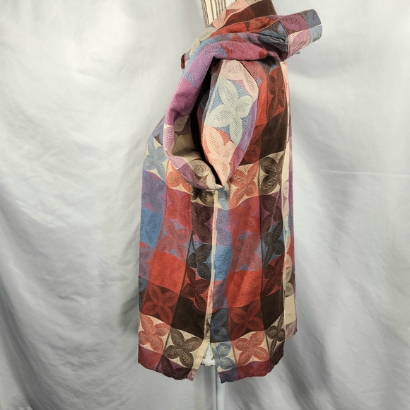 Alfred Dunner Multicolor Flower Block Print Button Down Top Petite Size 10P - Picture 5 of 9